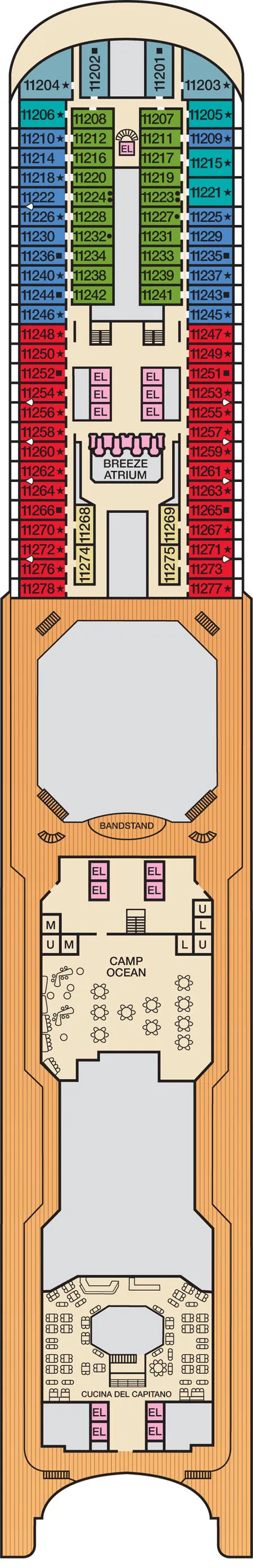 Carnival Breeze Deck 11 Deck Plan - Cruise Deck Info