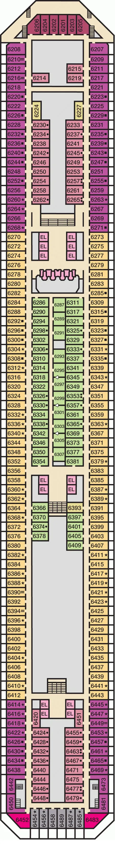 Carnival Conquest Deck 6 Deck Plan Explained - Cruise Deck Info