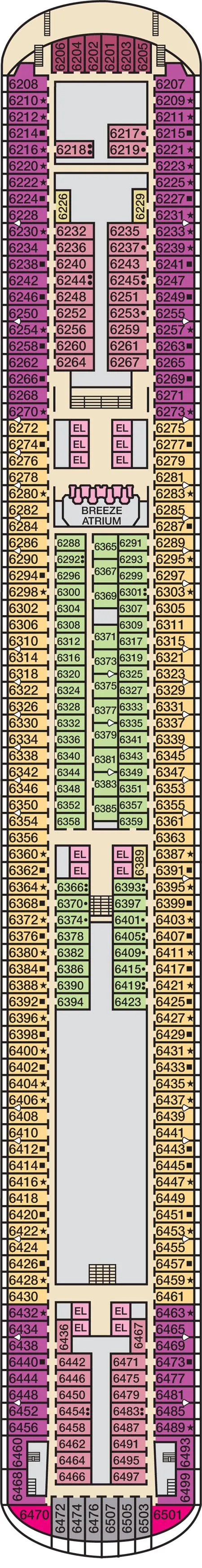 Carnival Breeze Deck 6 Deck Plan - Cruise Deck Info